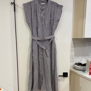 Nine West Striped Black and White Midi Dress